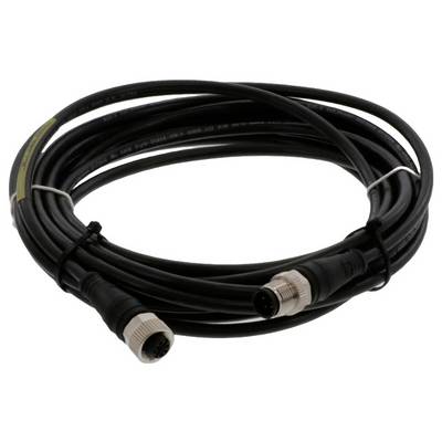 Czarny kabel połączeniowy z wieloma stykami i złączami na obu końcach, zwinięty i zabezpieczony opaskami kablowymi.