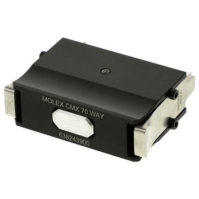 Czarny elektryczny złącz wtykowy z napisem 'MOLEX CMX 70 WAY 638243900'.