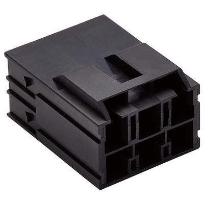 Czarny wtyk plastikowy z wieloma otworami przyłączeniowymi, odpowiedni do połączeń elektrycznych w urządzeniach lub pojazdach.