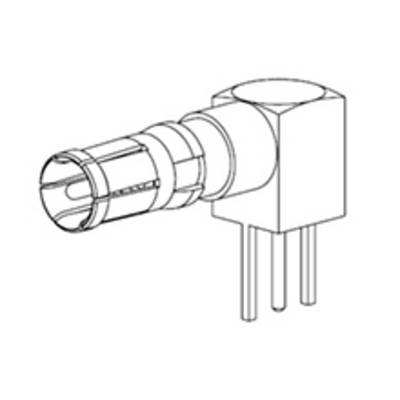 Rysunek elektronicznej wtyczki z trzema stykami w obudowie cylindrycznej, widok z boku.