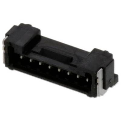 Czarny złącze do urządzeń elektronicznych, ułożone poziomo, z widocznymi wieloma stykami.