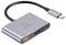 Srebrny hub USB-C z trzema portami: USB-C, USB 3.0 i USB 2.0, marki Renkforce.
