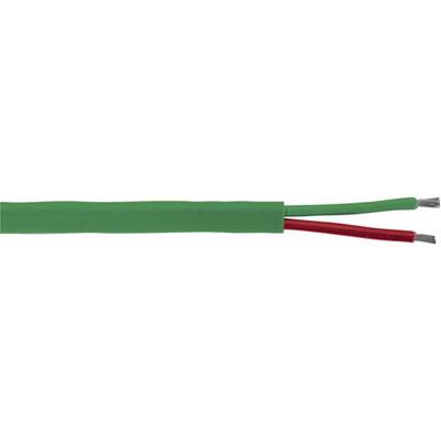 Zielony kabel z dwoma wewnętrznymi kablami, jeden czerwony i jeden zielony, częściowo odsłonięty.