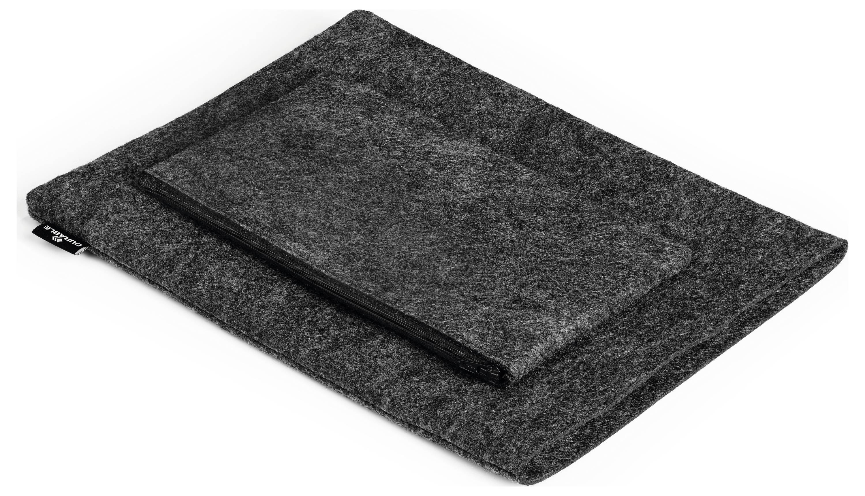 Szara torba na laptopa wykonana z materiału filcowego z zamkiem błyskawicznym.