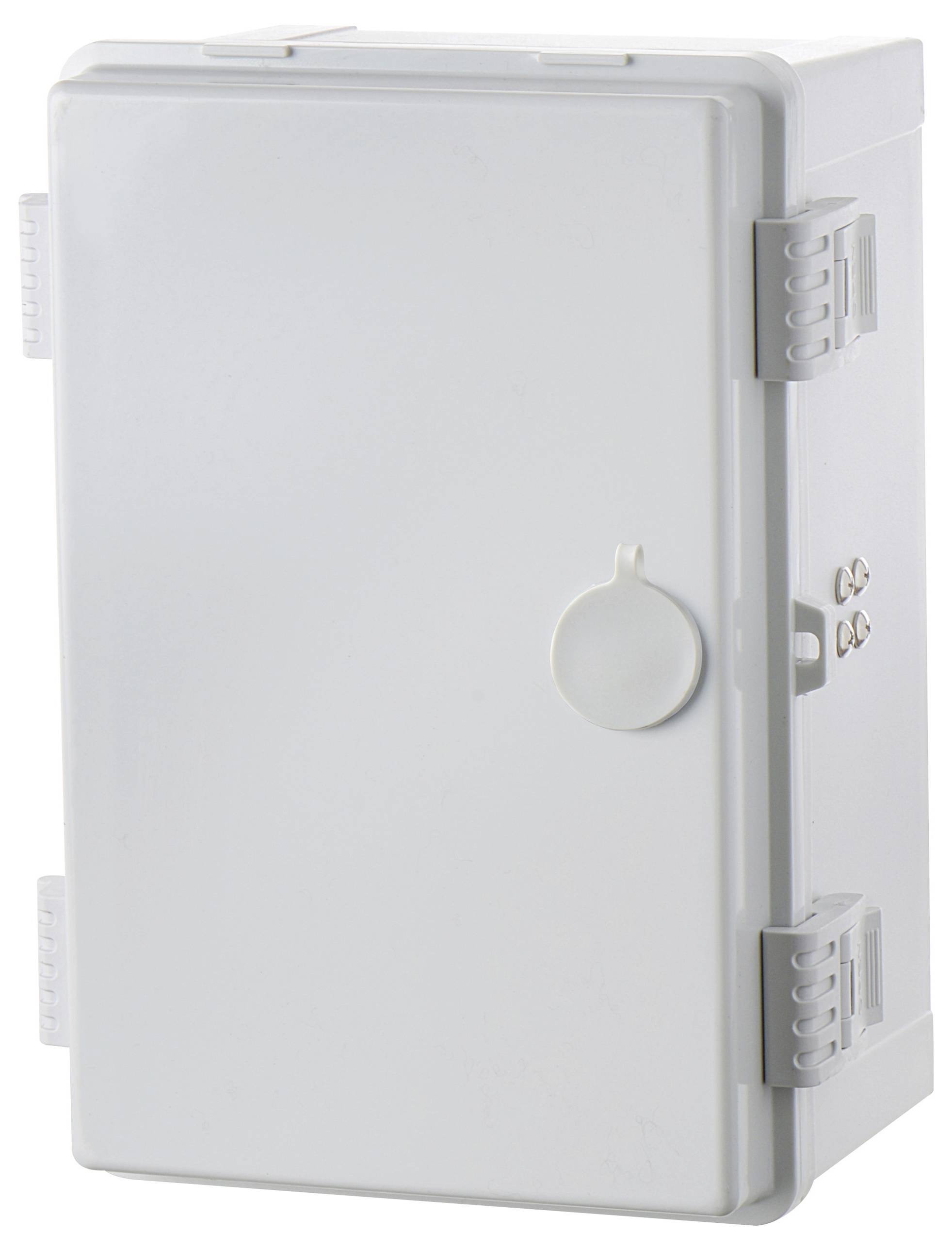 Biała skrzynka z tworzywa sztucznego z zamknięciem. Często stosowana w instalacjach technicznych lub elektrycznych do ochrony sprzętu.