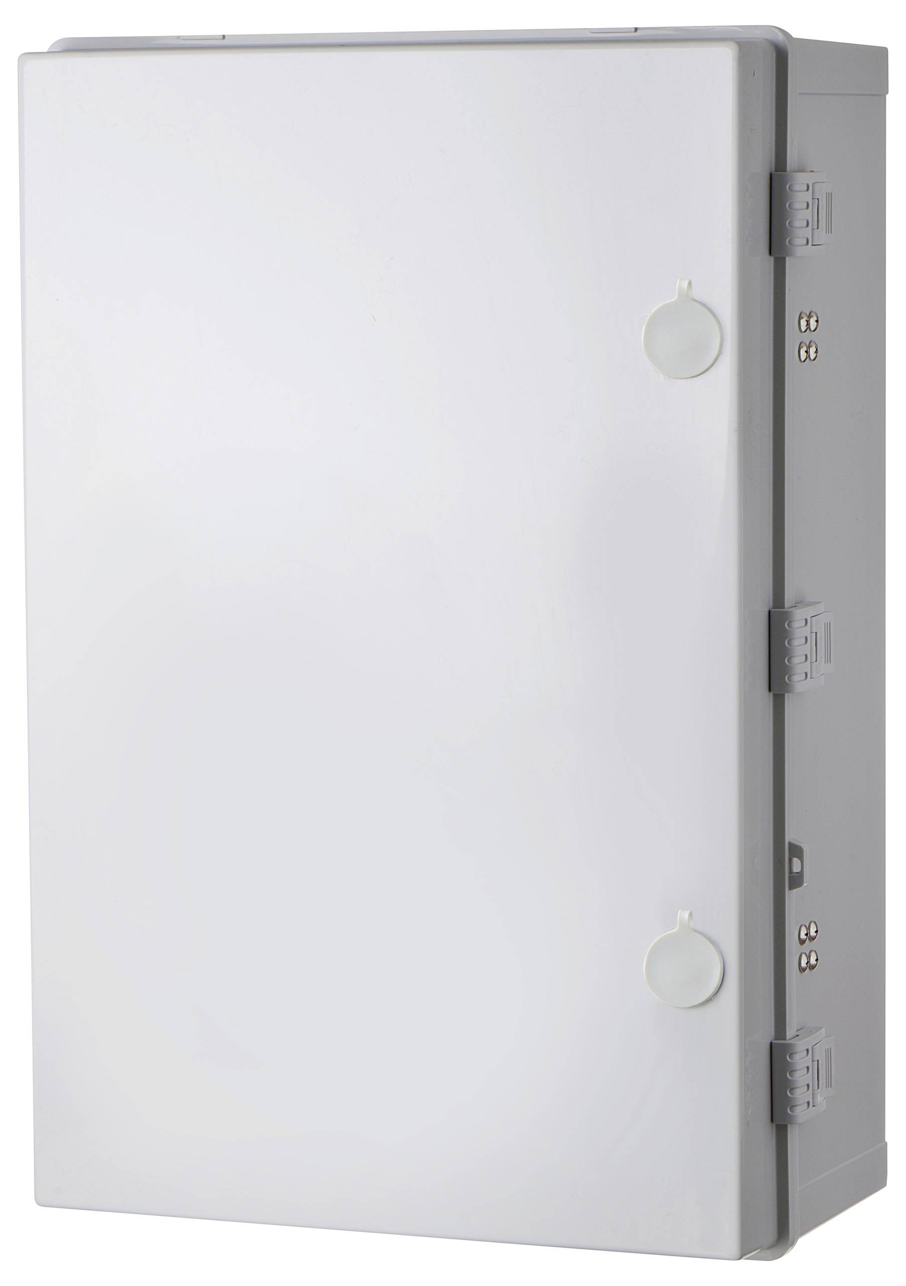 Biały, prostokątny szafka sterownicza z uchwytami po bokach. Ma gładką powierzchnię i jest zamknięta.