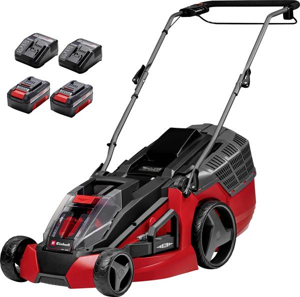 Einhell Power X-Change GE-CM 43 Li M Kit (2x4,0Ah) akumulatorowy Akumulatorowa kosiarka do trawy   zaw. ładowarkę, zaw. 2 akumulatory  36 V Maksymalna szerokość cięcia 43 cm Pasuje do 600 m²