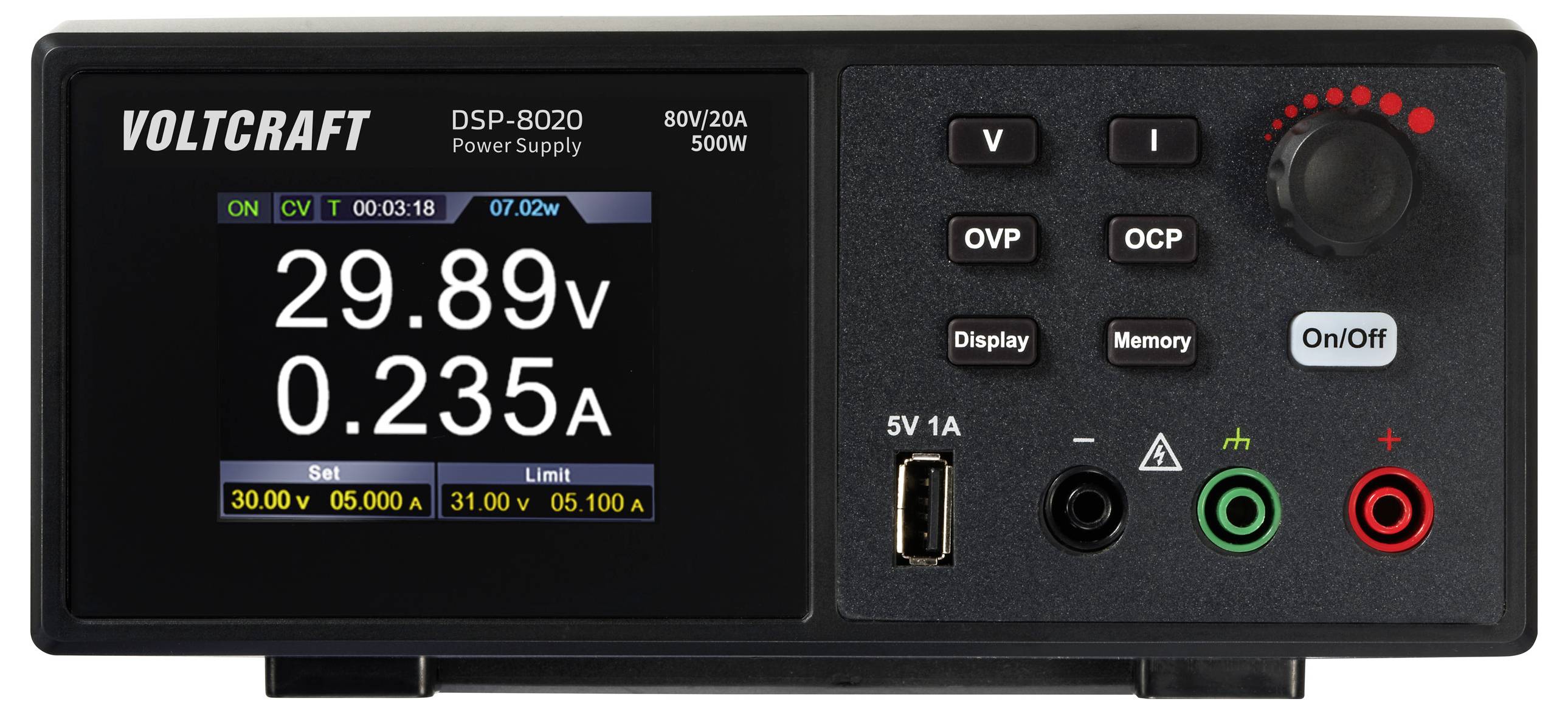 Лабораторний блок живлення постійної напруги VOLTCRAFT DSP-8020 0 - 80 В 0 - 20 А 500 Вт