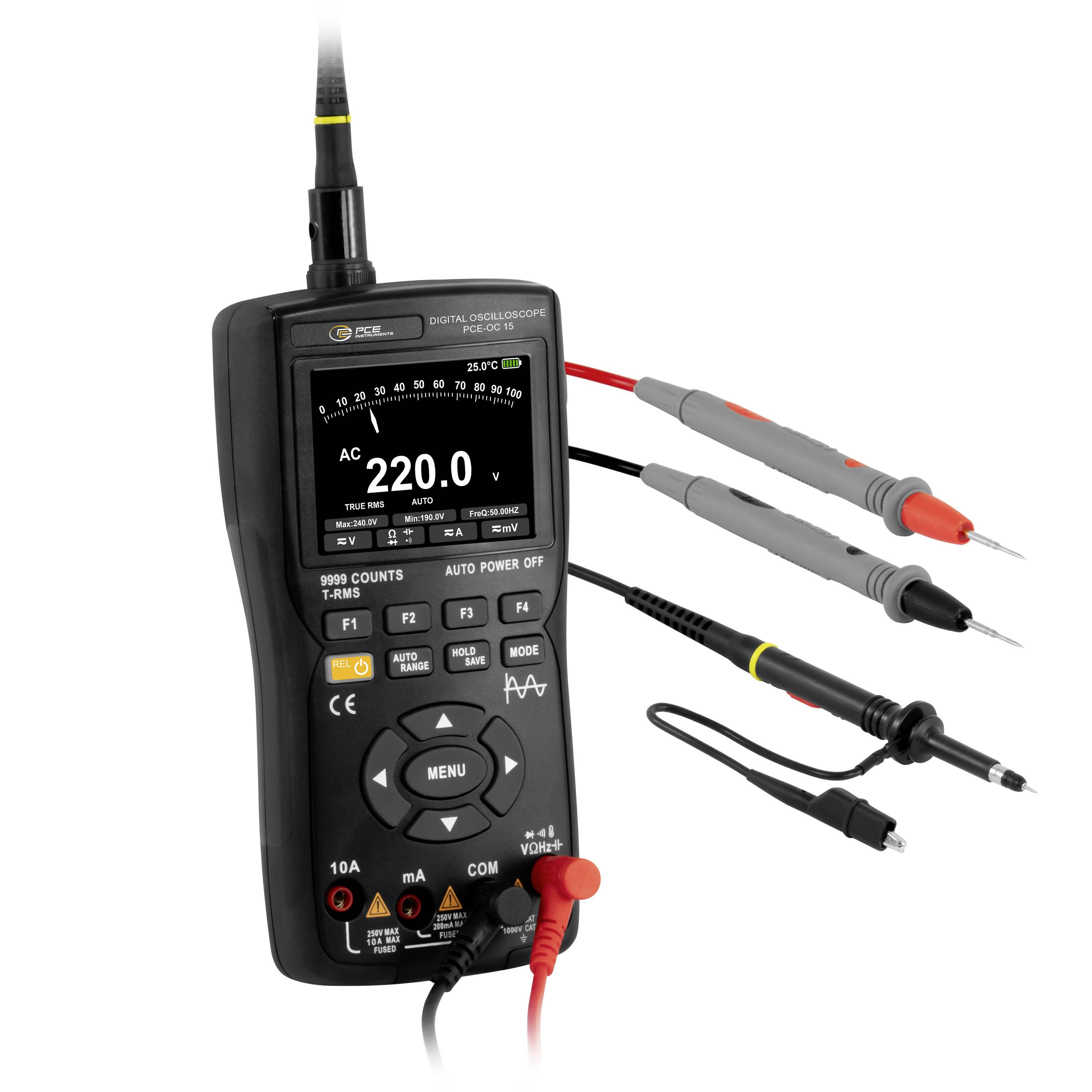 Цифровой мультиметр PCE Instruments PCE-OC 15, регистратор данных, тестовый кабель