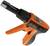 Pomarańczowe, ręczne narzędzie do zaciskania opasek kablowych. Posiada uchwyt oraz mechanizm do napinania i obcinania.