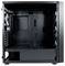 Czarna obudowa komputerowa z pustą przestrzenią wewnętrzną, wieloma wentylatorami i filtrami przeciwkurzowymi. Idealna do składania komputerów w formacie tower z odpowiednią wentylacją.