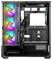Obudowa komputera z otwartą przestrzenią wewnętrzną, trzema wentylatorami RGB z przodu, zarządzaniem okablowania oraz mocowaniami na dyski twarde.
