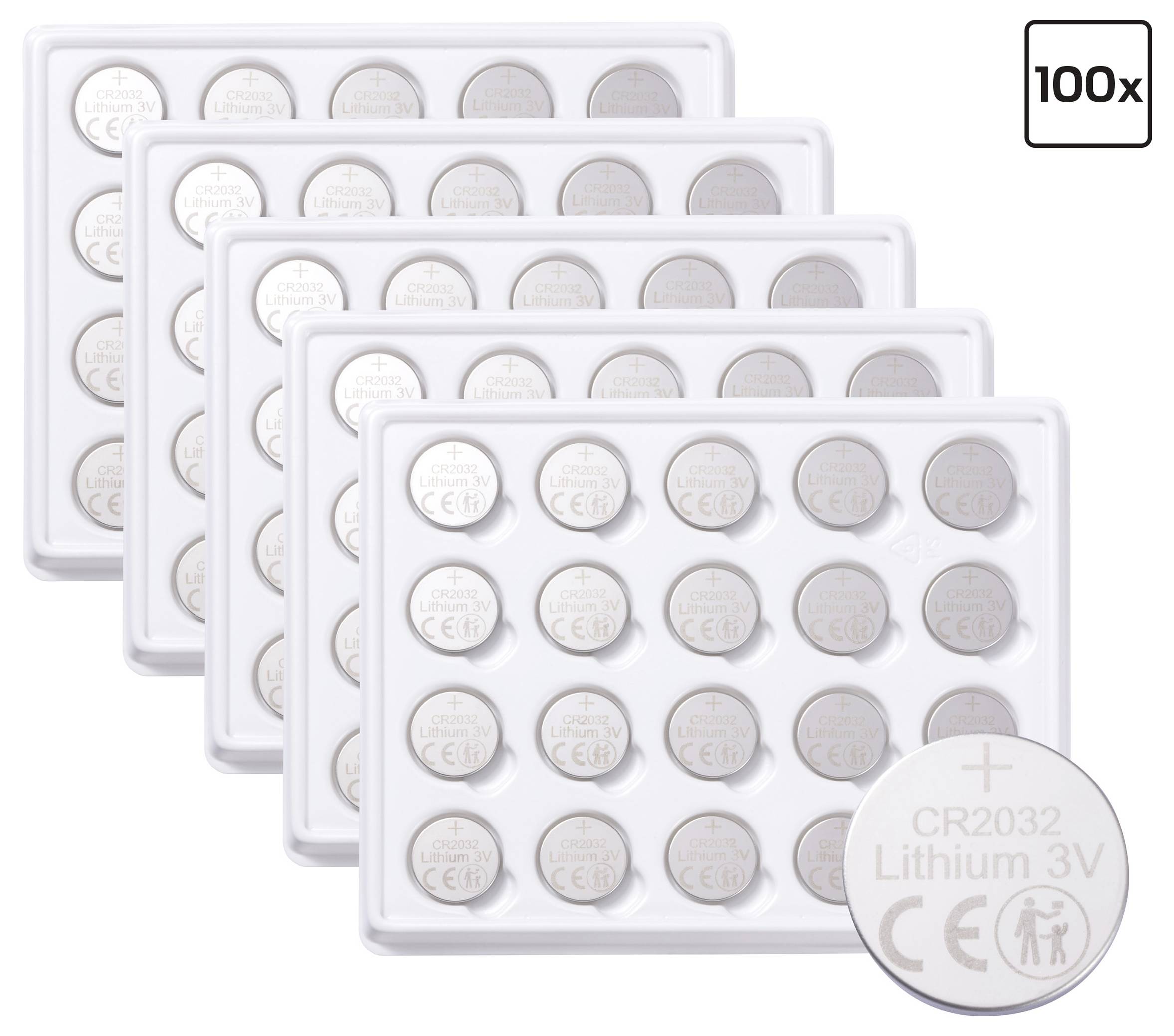 Батарейка-ґудзик CR 2032 VOLTCRAFT CR2032 3 В 100 шт. 220 мАг літієва