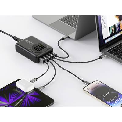 VOLTCRAFT UC-4C1A240W01 Ładowarka USB 240 W 4x USB-C®, 1x USB-A Power Delivery 3.0 czarny GaN, USB Power Delivery (USB-P-10