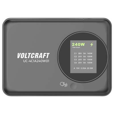 VOLTCRAFT UC-4C1A240W01 Ładowarka USB 240 W 4x USB-C®, 1x USB-A Power Delivery 3.0 czarny GaN, USB Power Delivery (USB-P-2