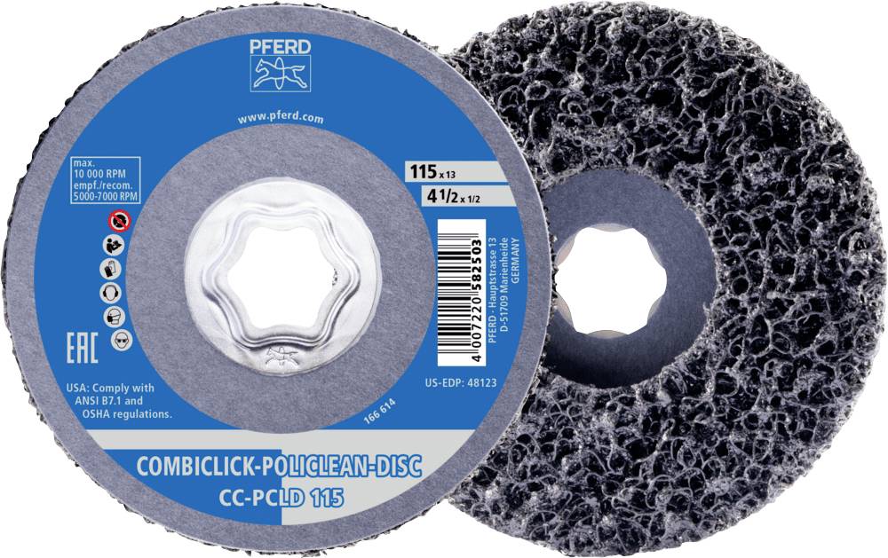 Чистячий руно PFERD COMBICLICK POLICLEAN PCLD Ø 115x13 мм для грубого очищення PFERD TOOLS 44692273 5 шт.