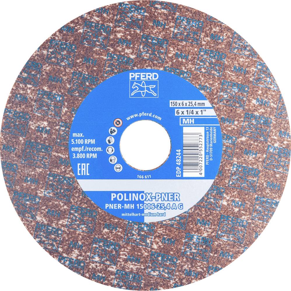 PFERD TOOLS 47700212 Шліфувальний круг PFERD POLINOX з пресованого нетканого матеріалу PNER Ø 150x6 мм, отвір Ø 25,4 мм, середньої