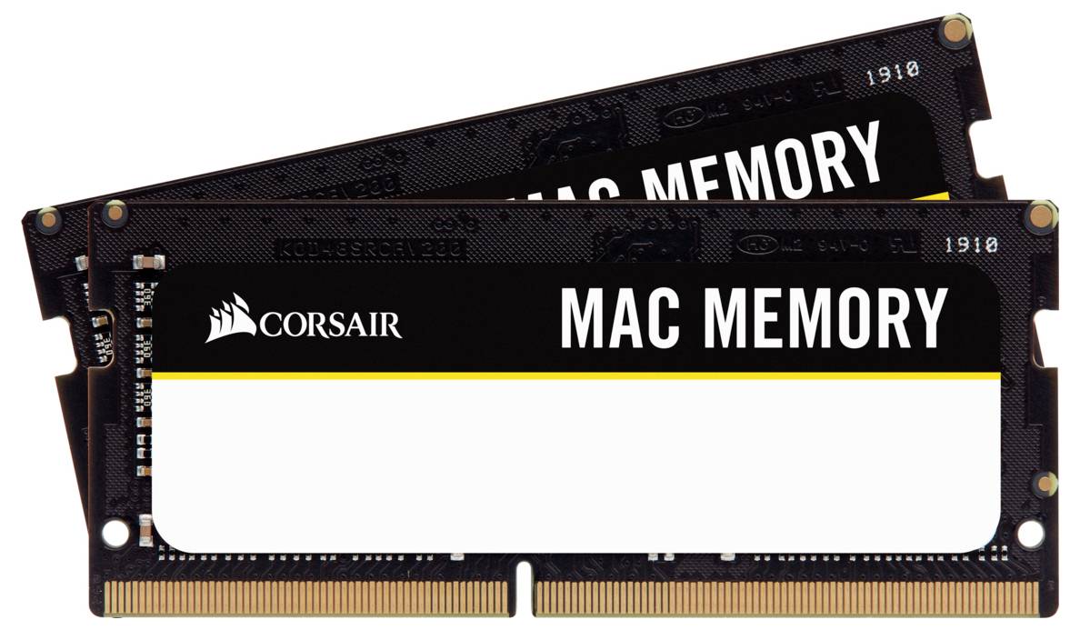 Dwa moduły RAM specjalnie przeznaczone dla komputerów Mac z napisem 'MAC MEMORY' i logo marki na każdym module.