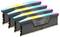 Cztery moduły pamięci RAM Corsair Vengeance RGB z kolorowym podświetleniem LED. Są przeznaczone do stosowania w komputerach w celu zwiększenia ich wydajności.