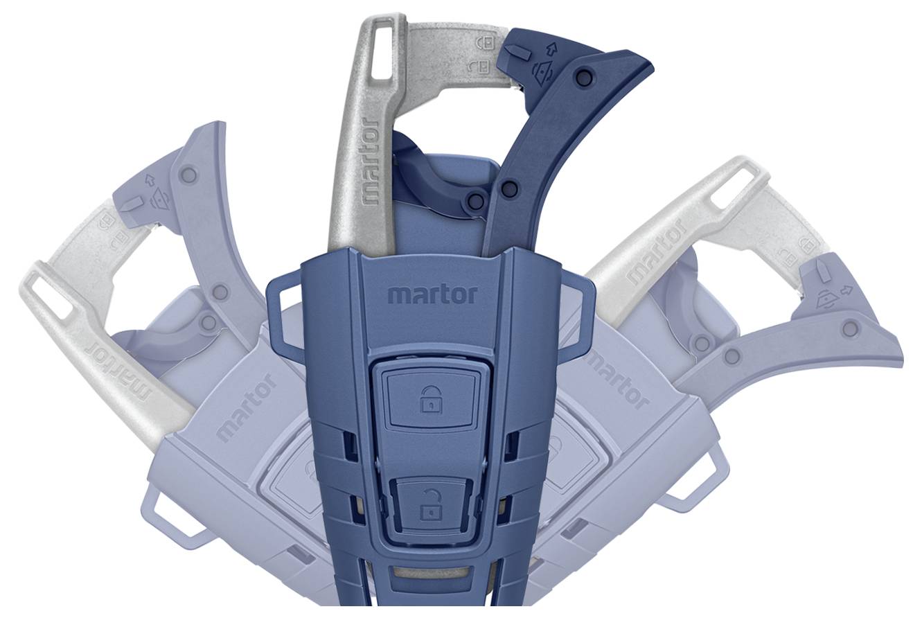 Bezpieczny, niebieski nóż z chowanym ostrzem i ergonomicznym uchwytem. Idealny do precyzyjnego cięcia i zapewnienia bezpieczeństwa.