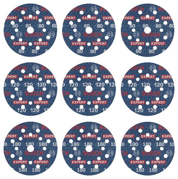 Аксесуари Bosch 2608902407 Набір шліфувальних кругів Діаметр 125 мм Зернистість = 80, 120, 180 1 шт.