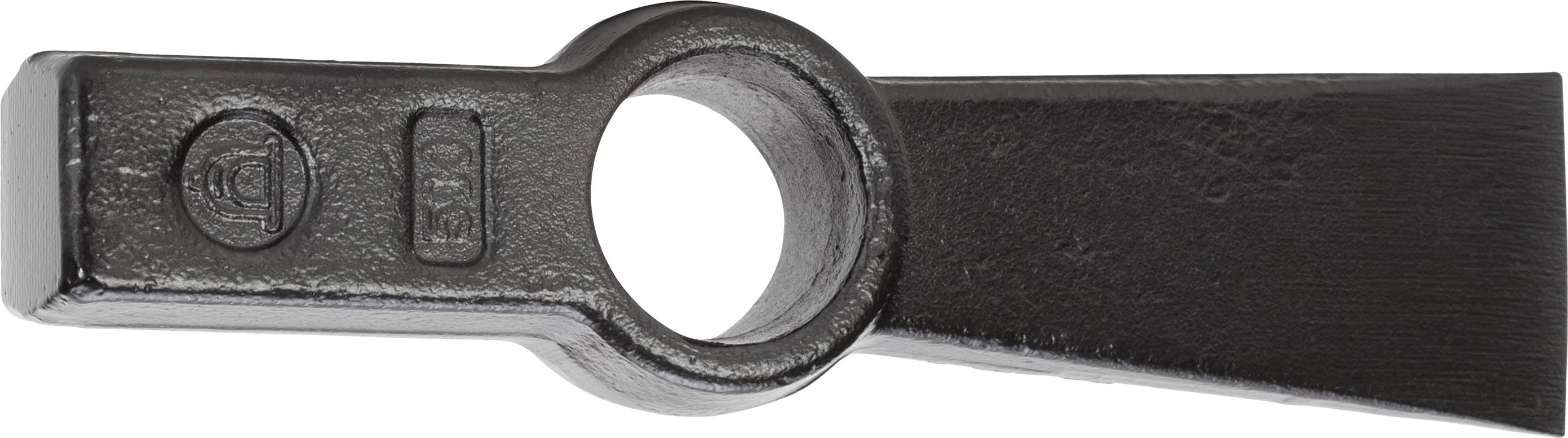 Kutowany stalowy pierścień z ostrym ostrzem na jednym końcu, często używany jako klin lub narzędzie do rozłupywania.