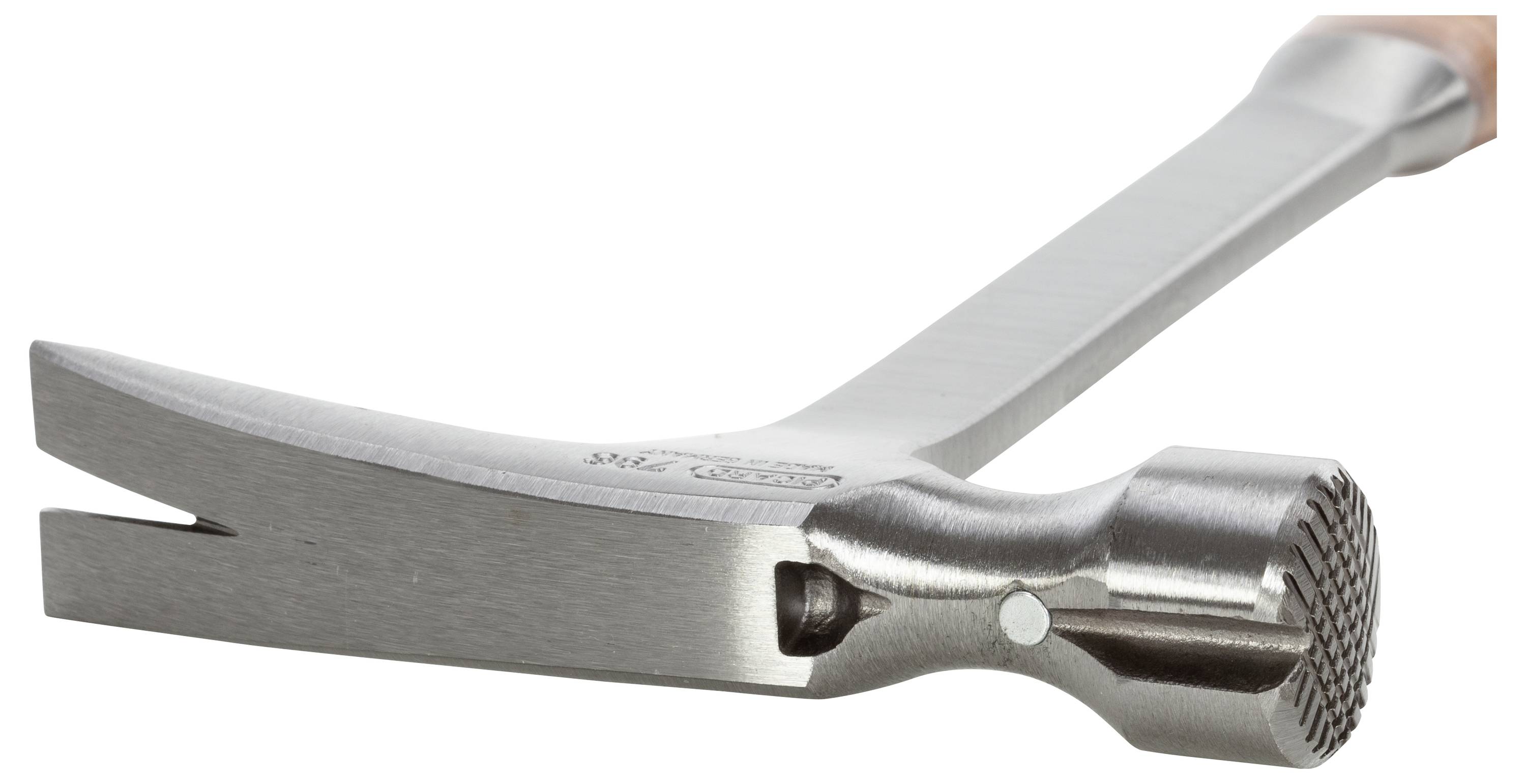 Metalowy młotek z ergonomicznym uchwytem, odpowiedni do prac rzemieślniczych.