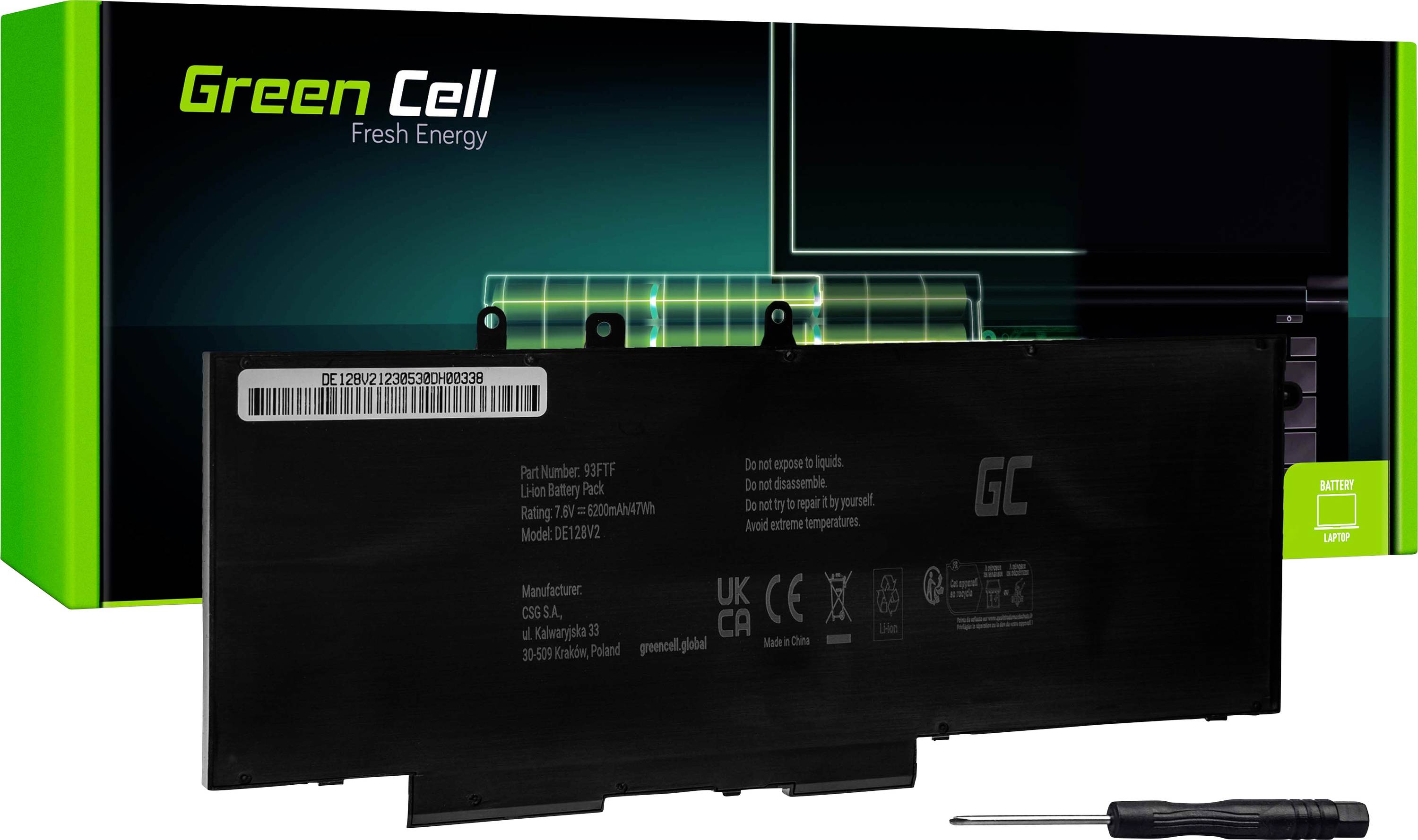 Акумулятор для ноутбука Green Cell 7,6 В 6000 мАг Dell