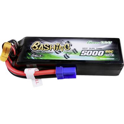 Akumulator litowo-polimerowy, seria Gens Ace Bashing, 5000 mAh, 60C, z wtyczkami XT60 i EC5, odpowiedni do zastosowań modelarskich.