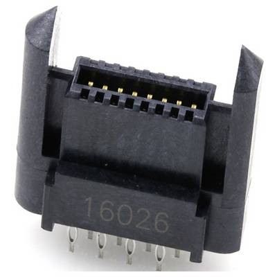 Czarny elektryczny złącz z wieloma metalowymi pinami, oznaczony numerem '16026'.