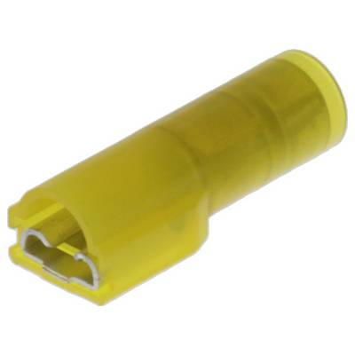 Żółta plastikowa obudowa złącza elektrycznego do połączeń zaciskowych.