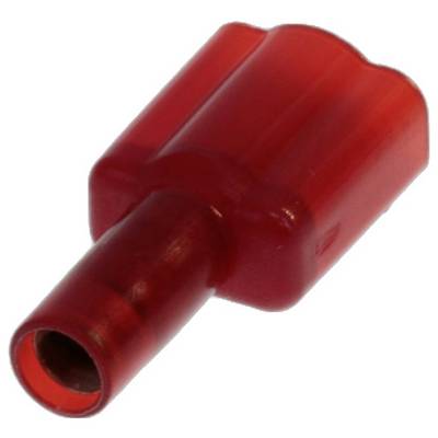 Czerwony adapter z tworzywa sztucznego w kształcie cylindra, o symetrycznej formie, z otworem z boku i szerszym końcem.