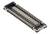 Czarny, podłużny złącz z złotymi stykami, odpowiedni do urządzeń elektronicznych i połączeń płytek drukowanych.