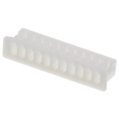 Biały, prostokątny wtyk plastikowy z wieloma otworami przyłączeniowymi, używany do łączenia kabli w urządzeniach elektronicznych.