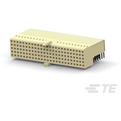 Prostokątny, prosty elektryczny złącz w kolorze beżowym, z wieloma małymi kwadratowymi otworami i metalowymi stykami z tyłu.