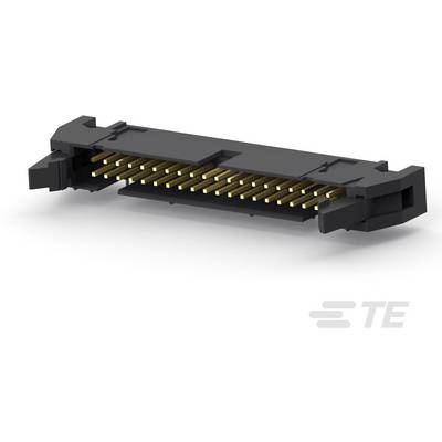 Czarny elektroniczny złącze elektryczne ze złotymi stykami, z zatrzaskami bocznymi, przeznaczone do bezpiecznych połączeń elektrycznych.