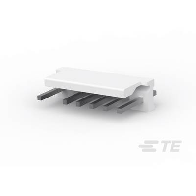 Biały, prostokątny złącz z sześcioma metalowymi stykami wystaje z boku. Po lewej stronie logo TE.