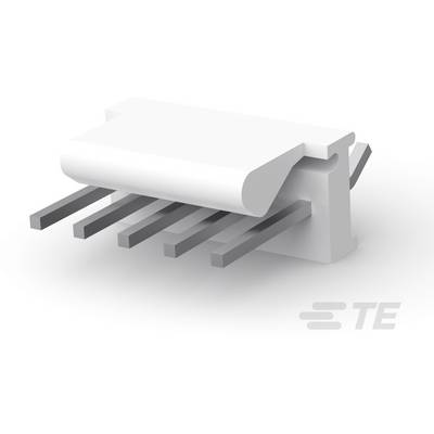 Biała 6-pinowa wtyczka złącza PCB z bocznym podłączeniem przewodu i szarymi metalowymi stykami.