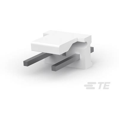 Biały, prostokątny wtyk elektryczny z dwoma wystającymi metalowymi stykami, sfotografowany na białym tle.