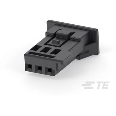 Czarny, prostokątny elektryczny złącz z czterema kwadratowymi otworami i zatrzaskiem na górnej powierzchni.
