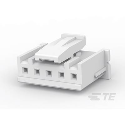 Biały elektryczny złącz wtykowy z czterema gniazdami, zamkiem bocznym i nadrukowanym logo.