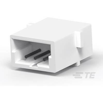 Biała plastikowa tuleja łącznika z widocznymi metalowymi stykami, odpowiednia do połączeń elektrycznych, z widocznym logo TE.