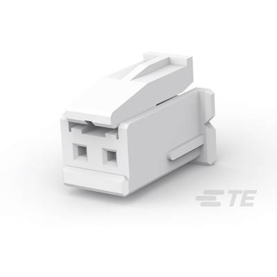 Biały wtyk RJ45 firmy TE Connectivity, kątowy.