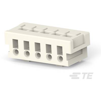 Wielobiegunowy, prostokątny złącz wtykowy, w kolorze beżowym, z wieloma punktami przyłączeniowymi. Odpowiedni do połączeń elektronicznych.