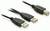 'Trzy kable USB, dwa ze standardowym złączem USB i jeden z kwadratowym złączem USB Type-B, na białym tle.'