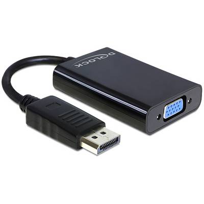 Czarny kabel adapter z wejścia DisplayPort do wejścia VGA, odpowiedni do podłączenia komputera z monitorem VGA.