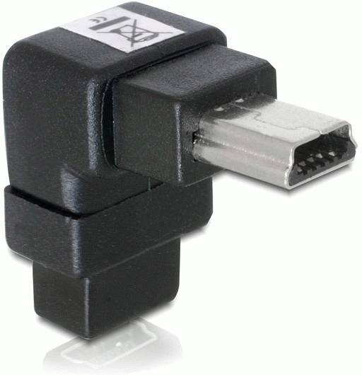 Kątowy wtyk z gniazdem Mini-USB, odpowiedni do ciasnych przestrzeni, umożliwia oszczędne pod względem miejsca podłączenie w urządzeniach elektronicznych.