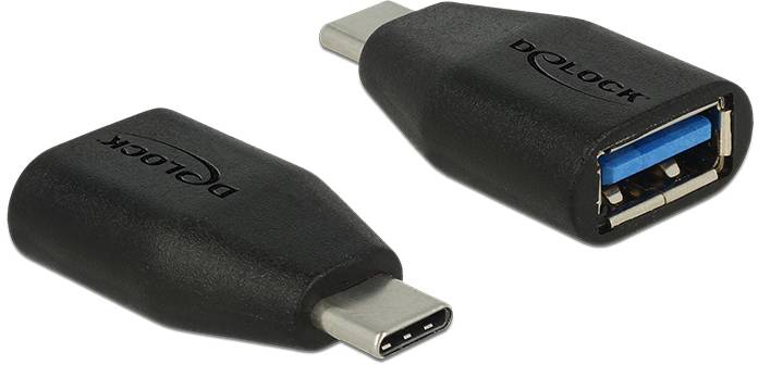 Dwa czarne adaptery z portami USB-C i USB-A.