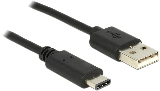 Kabel USB z dwoma złączami: wtyk USB-A i wtyk USB-C. Odpowiednie do ładowania i transferu danych.