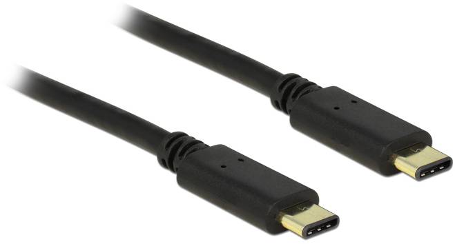 Dwa czarne kable USB-C z prostokątnymi złączami.
